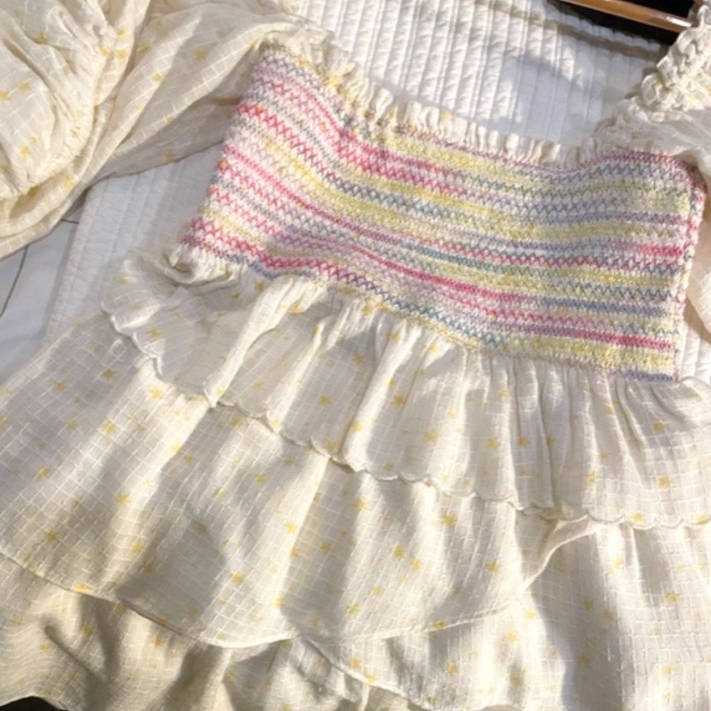 LoveShackFancy Off Shoulder Mini Dress
